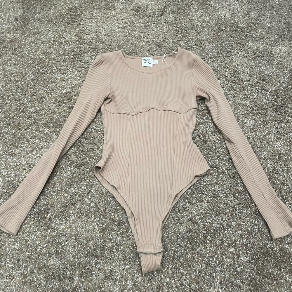 Princess Polly Tan Ribbed Knit Bodysuit